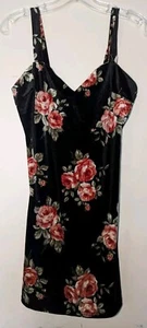 Forever 21 Damen schwarz Blumenmuster Samt Kleid Größe Large neu kurze Riemen Schultern - Bild 1 von 3