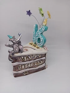 Blue Sky Corp. Heather Goldminc Happy Birthday Sweet 16 Ceramic Cake With Cat - Picture 1 of 7