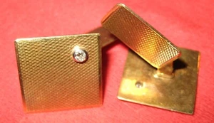 Goldene 585er Manschettenknöpfe mit Diamant / Splitter(?) - Bild 1 von 4