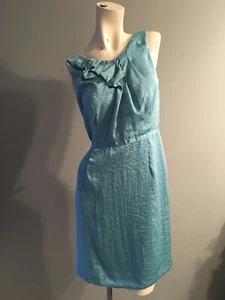 LOFT Sleeveless Turquoise 100% Polyester Fully Lined  Dress Size 6 - Picture 1 of 14