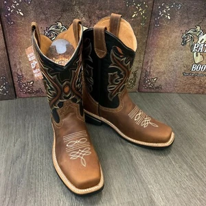 MEN'S RODEO COWBOY BOOTS GENUINE LEATHER WESTERN SQUARE TOE BOTAS SADDLE WORK - Picture 1 of 40