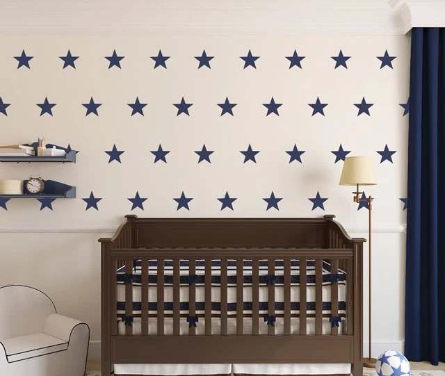 KAPOW BOOM GRAPHICS Kit de pegatinas de pared AZUL MARINO ESTRELLAS calcomanías de arte gráficas guardería lindas 2 tamaños opciones