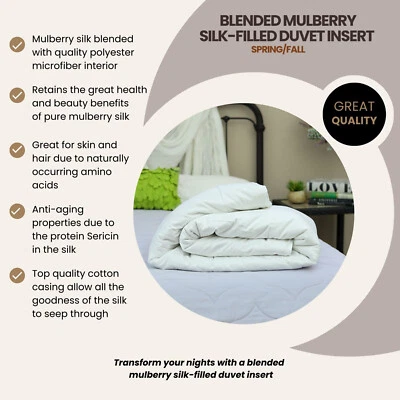 Mulberry Silk/Microfiber (Blend) Filled Duvet Quilt. Spring/Fall. All Bed Sizes - Image 1 of 4