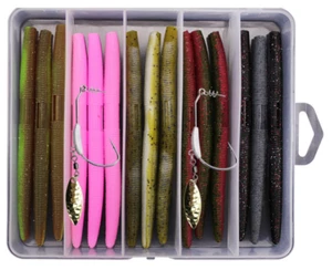 gesalzene Gummi Wurm Würmer Worm Kunstköder Set mit Haken 24 tlg Zander Barsch - Bild 1 von 8