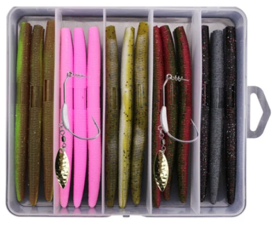 gesalzene Gummi Wurm Würmer Worm Kunstköder Set mit Haken 24 tlg Zander Barsch - Bild 1 von 4