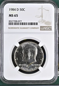 1984-D KENNEDY MEZZO DOLLARO 50 CENTESIMI NGC MS65 UNC MONETA DETTAGLIATA #AC - Foto 1 di 2