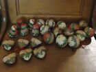 24 Vintage Paper Mache Christmas Ornaments Bells - Hearts - Balls Music Holly