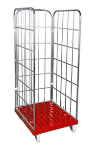 Abrollwerk Rollbehälter 1650 Mm 3 Seitig Blau Verzinkt Rollgitter Rollwagen - Bild 1 von 2