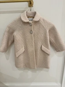 Rachel Riley Girls Long Coat Cream Boucle W Rhinestone Buttons Size 4 - Picture 1 of 8