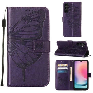 Purple Butterfly Wallet Phone Case For Infinix ZTE TCL Motorola Ulefone Google - Picture 1 of 7