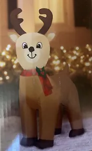 4 Fuß festliches Rentier des Weihnachtsmanns beleuchtet Weihnachten aufblasbar Gemmy neu - Bild 1 von 3