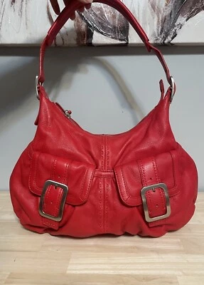 Red Pebbled Large Leather Hobo Shoulder Bag Y2K Style Cole Haan - Image 1 of 4