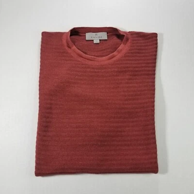 Camiseta de hombre Canali lana seda cuello redondo roja talla 54 XL roja óxido suéter Foto 1 de 4