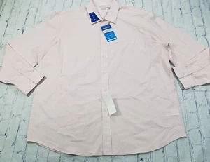 Haggar MENS SZ 18-18.5 36/37 Premium Cotton Comfort Classic Fit Dress Shirt Pink - Picture 1 of 15