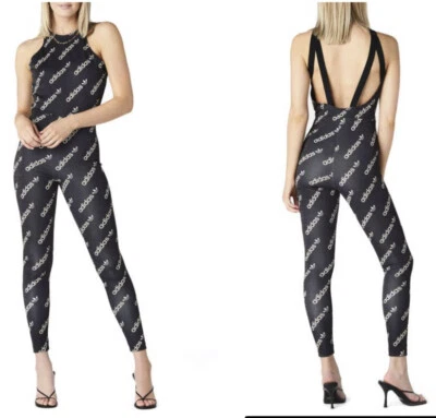 $100 NEW Adidas Originals Women’s Logo Catsuit, Black Sz LARGE NWT HM4890 - Image 1 of 3