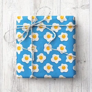 Wer will schon Eier!!! Verpackungspapier - 2 Blatt. (Aqua) Geschenkverpackung, Neuheitsfrühstück - Bild 1 von 1