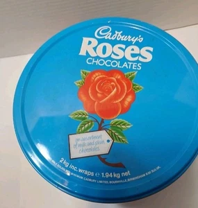 Chocolates vintage Cadbury's Roses azul floral lata Dublín Irlanda 9,5" redondo - Imagen 1 de 4