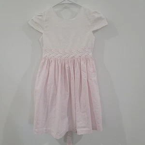Edgehill Collection Girls Dress Size 6X Pink White Linen Blend Formal - Picture 1 of 7
