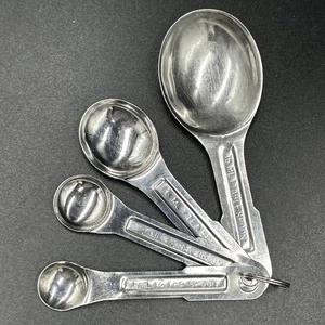 Vintage Stainless Steel Nesting Oval Measuring Spoons With Ring FREE SHIP - Picture 1 of 6