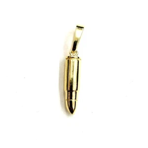 New 14k yellow gold 3D bullet pendant charm military gift fine jewelry 2g - Picture 1 of 11