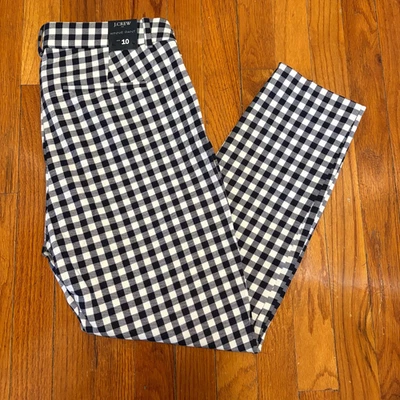 J. Pantalones Winnie Crew para mujer 10 recortados cremallera lateral guinga azul marino blanco elástico NUEVO Foto 1 de 4