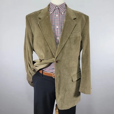 Monsieur Adolfo Men's Corduroy Sport Coat Blazer Two Button Brown Cotton 42L - Image 1 of 4