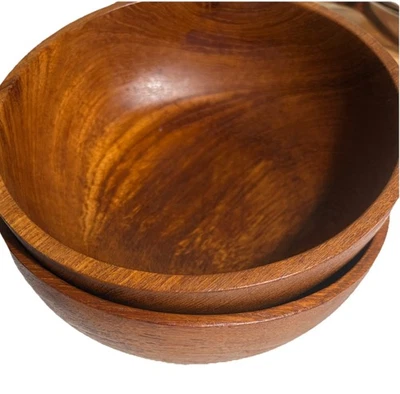 2 cuencos individuales jumbo de madera de teca o guarnición 8” de ancho x 3” de alto redondos Tailandia Foto 1 de 4
