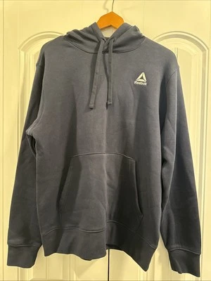 Reebok Embroidered Hoodie Pullover MEN’S Medium Navy Blue Cotton Blend New - Image 1 of 4