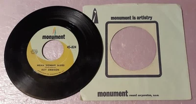 Roy Orbison Mean Woman Blues/Blue Bayou Monument Records 7" Vinyl Record 45rpm - Image 1 of 2