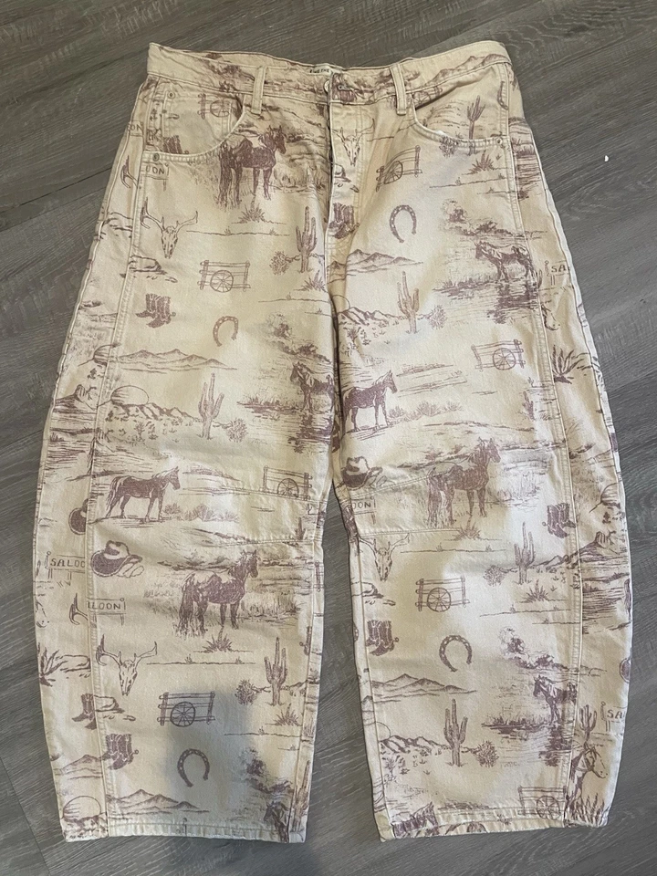 Pantalones de mezclilla Free People We The Free Good Luck tiro medio barril talla 32 Foto 1 de 4