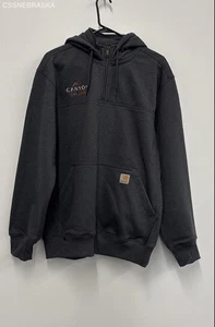 Carhartt Gray Half Zip Hoodie Embroidered Logo Gray - Size M - Picture 1 of 6
