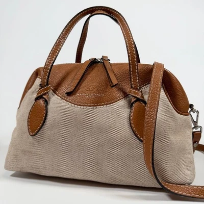 Mini Bolso Bandolera Gianni Chiarini 2 Vías Safari Lona Cuero Beige Excelente Foto 1 de 4