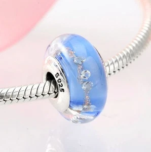 Charm Glasperle blau 925 Silber Murano Glas - Anhänger für Armband - Bild 1 von 1