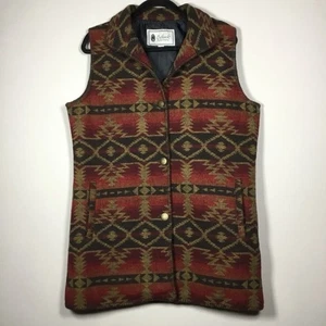 Outback Red Western Cowboy Rodeo Old West Southwestern Aztec Button Up Vest L - Picture 1 of 11
