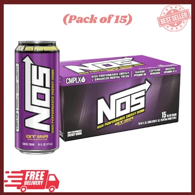 Uva GT NOS: bebida energética de alto rendimiento. 16 fl oz (paquete de 15) Foto 1 de 4