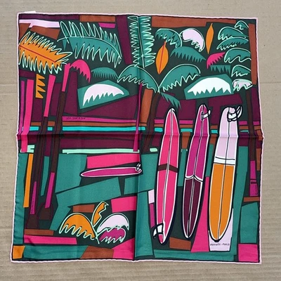 Hermes Silk scarf Carre 45 Gavroche Handkerchief Sea Surf Fun - Image 1 of 4