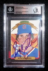 Autographed Ryne Sandberg HOF 1985 Donruss Diamond Kings #7 Beckett Authentic - Picture 1 of 1