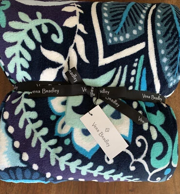Manta Vera Bradley Blue Island Paisley 80 X 50 pulgadas polar felpa nueva Foto 1 de 3