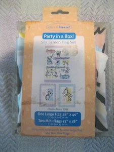Life's a Breeze! Baby Party in a Box! Silk Screen Flag Set: 1 Large & 2 Mini  - Picture 1 of 2