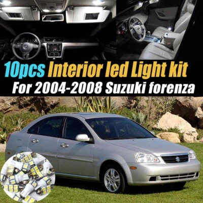 10Pc Super White Car Interior LED Light Bulb Kit for 2004-2008 Suzuki Forenza - Image 1 of 4
