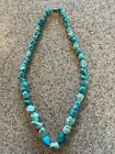 Afghan Turquoise 21" Bead Necklace; Rough Tumbled graduated strand of 47 beads
