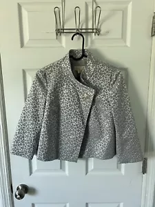 Michael Kors Leopard Print Silver Gray Trapeze Blazer Jacket Size 6 - Picture 1 of 4