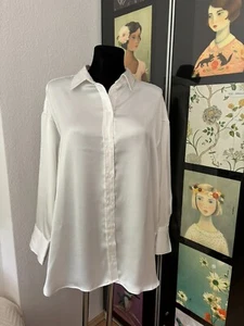 H&M Bluse weiß Gr. M NEU mit Etikett Damen Hemd Satin-Look Conscious Choice - Bild 1 von 5