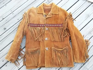 Vintage Native American Leather Fringe Jacket Indian Western Culture Clothing - Picture 1 of 12