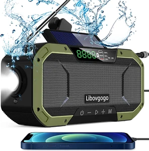 Libovgogo DF-580B Notfall-Radio Tragbares AM/UKW Solar-Kurbelradio Mit Taschenla