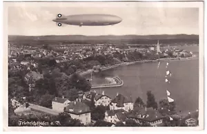 Ak, Zeppelin Over Friedrichshafen A. B. (Aerial View) Genuine Photo Card, - Picture 1 of 2