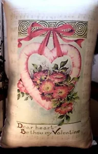 PRIMITIVES VIKTORIANISCHES ANTIKES VINTAGE-STIL VALENTINSTAG POSTKARTE HERZ LIEBESKISSEN - Bild 1 von 5