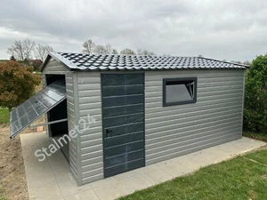 Blechgarage 4x5x2,55m Fertiggarage in Farbe Dach-Ziegeloptik Blechhütte Lager - Bild 1 von 6