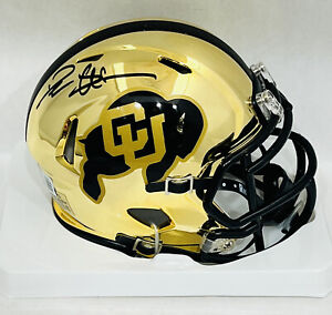 Deion Sanders Colorado Buffaloes Signed Mini Helmet Gold Chrome Rare Beckett COA