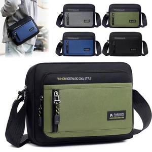 Men's Shoulder Bag Multi-pockets Large Capacity Men's Business Bag Travel Work - Picture 1 of 17